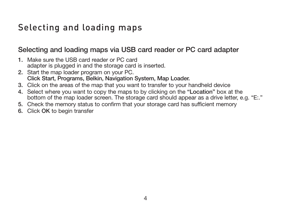 Selecting and loading maps | Belkin F8T051 User Manual | Page 6 / 26