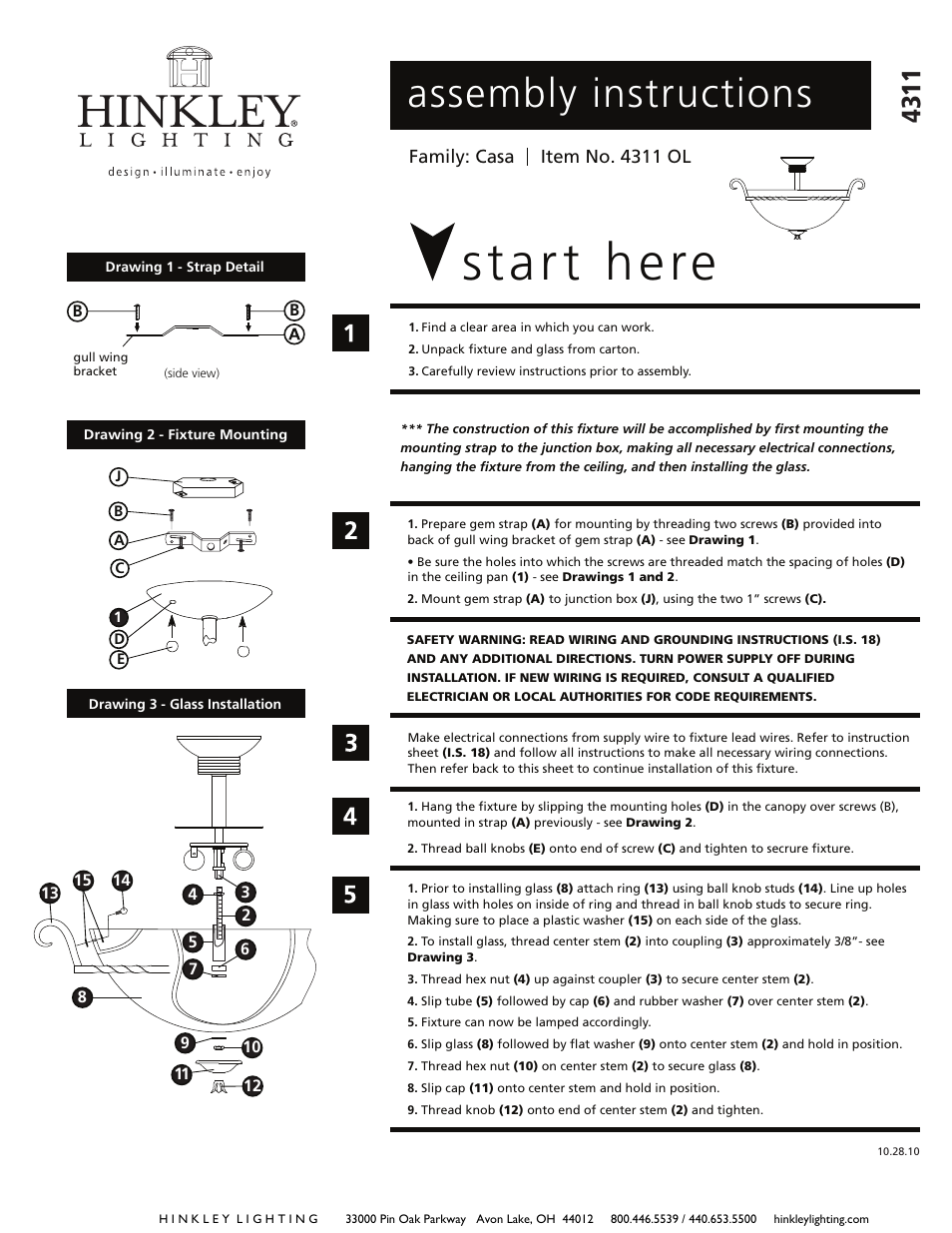 Hinkley Lighting CASA 4311 User Manual | 2 pages
