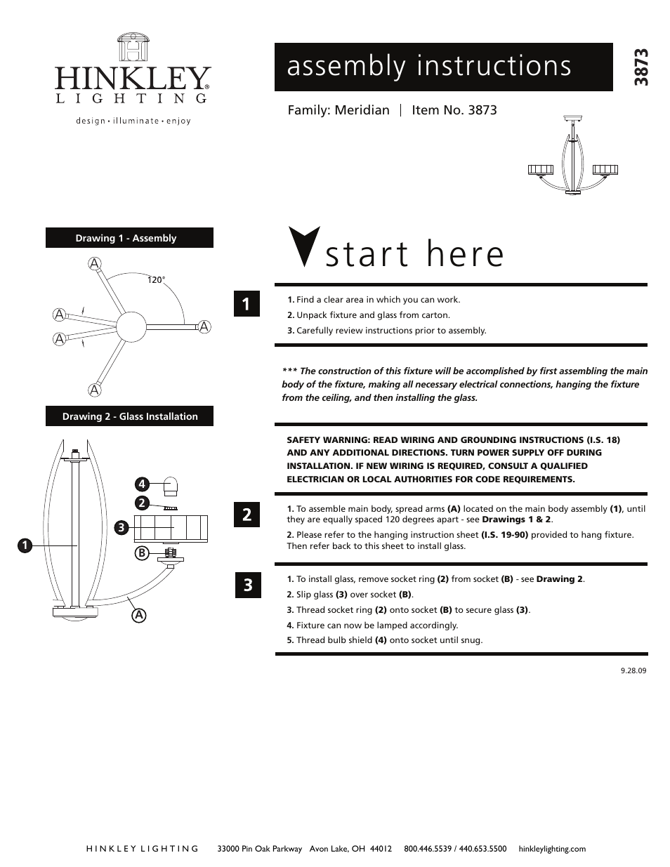 Hinkley Lighting MERIDIAN 3873SK User Manual | 2 pages