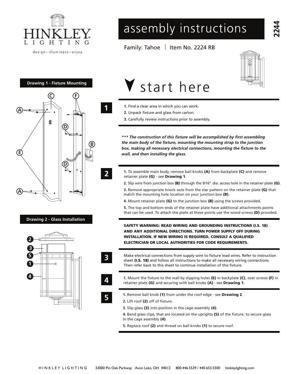 Hinkley Lighting TAHOE 2244RB User Manual | 3 pages