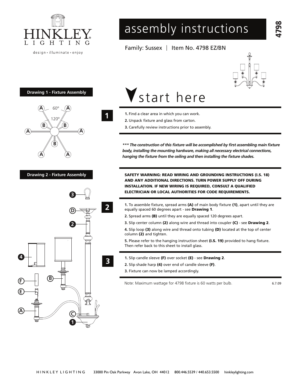 Hinkley Lighting SUSSEX 4798EZ User Manual | 3 pages