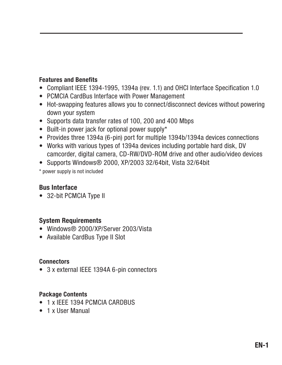 Belkin IEEE 1394 PCMCIA Cardbus F4U011 User Manual | Page 2 / 7