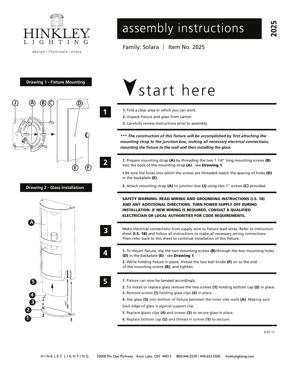 Hinkley Lighting SOLARA 2025 User Manual | 3 pages