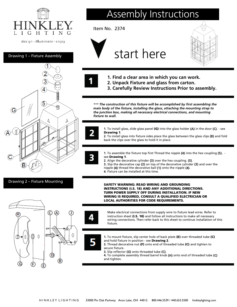 Hinkley Lighting NANTUCKET 2374 User Manual | 3 pages