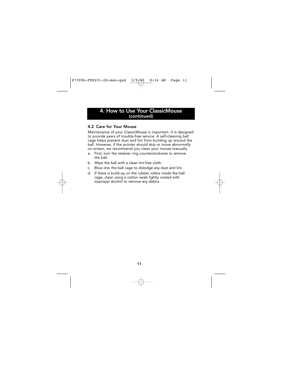 How to use your classicmouse | Belkin Classic P73096 User Manual | Page 13 / 16