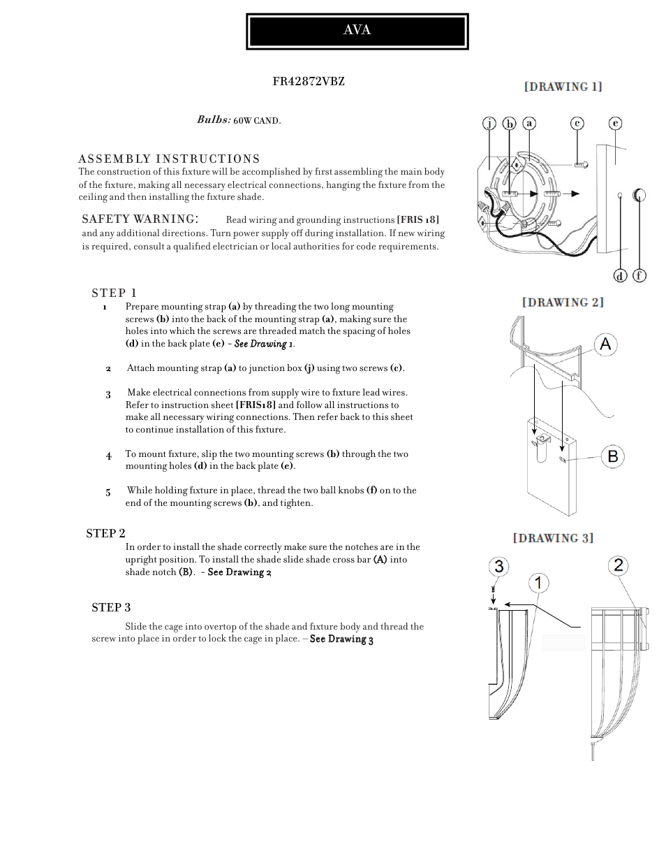 Hinkley Lighting AVA FR42872VBZ User Manual | 2 pages