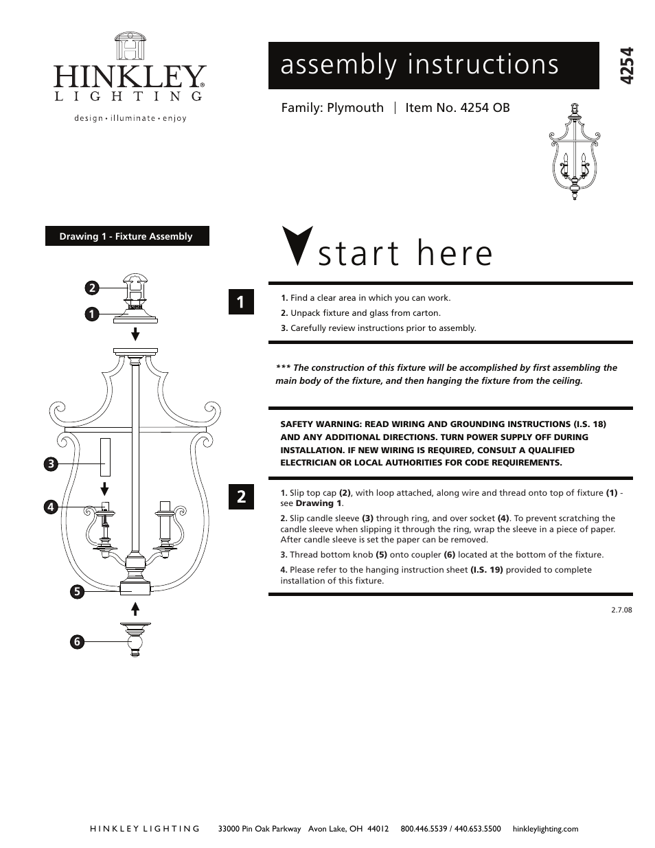 Hinkley Lighting PLYMOUTH 4254OB User Manual | 3 pages