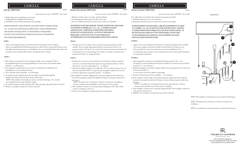 Hinkley Lighting CAMILLA FR40774SLF User Manual | 3 pages