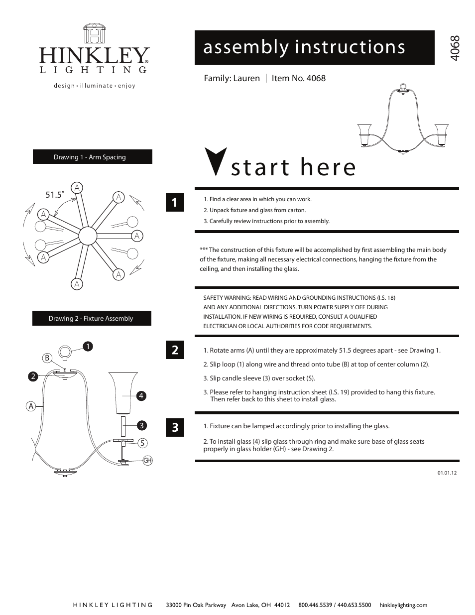 Hinkley Lighting LAUREN 4068VZ User Manual | 1 page