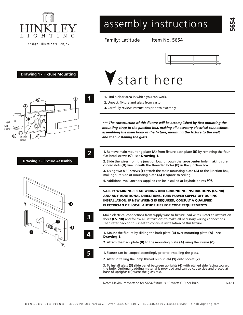 Hinkley Lighting LATITUDE 5654 User Manual | 2 pages