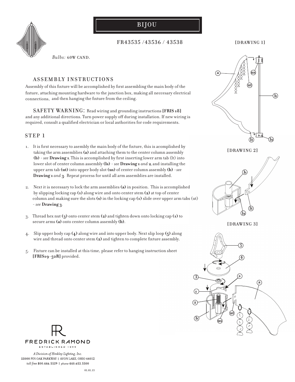 Hinkley Lighting BIJOU FR43538PNI User Manual | 4 pages