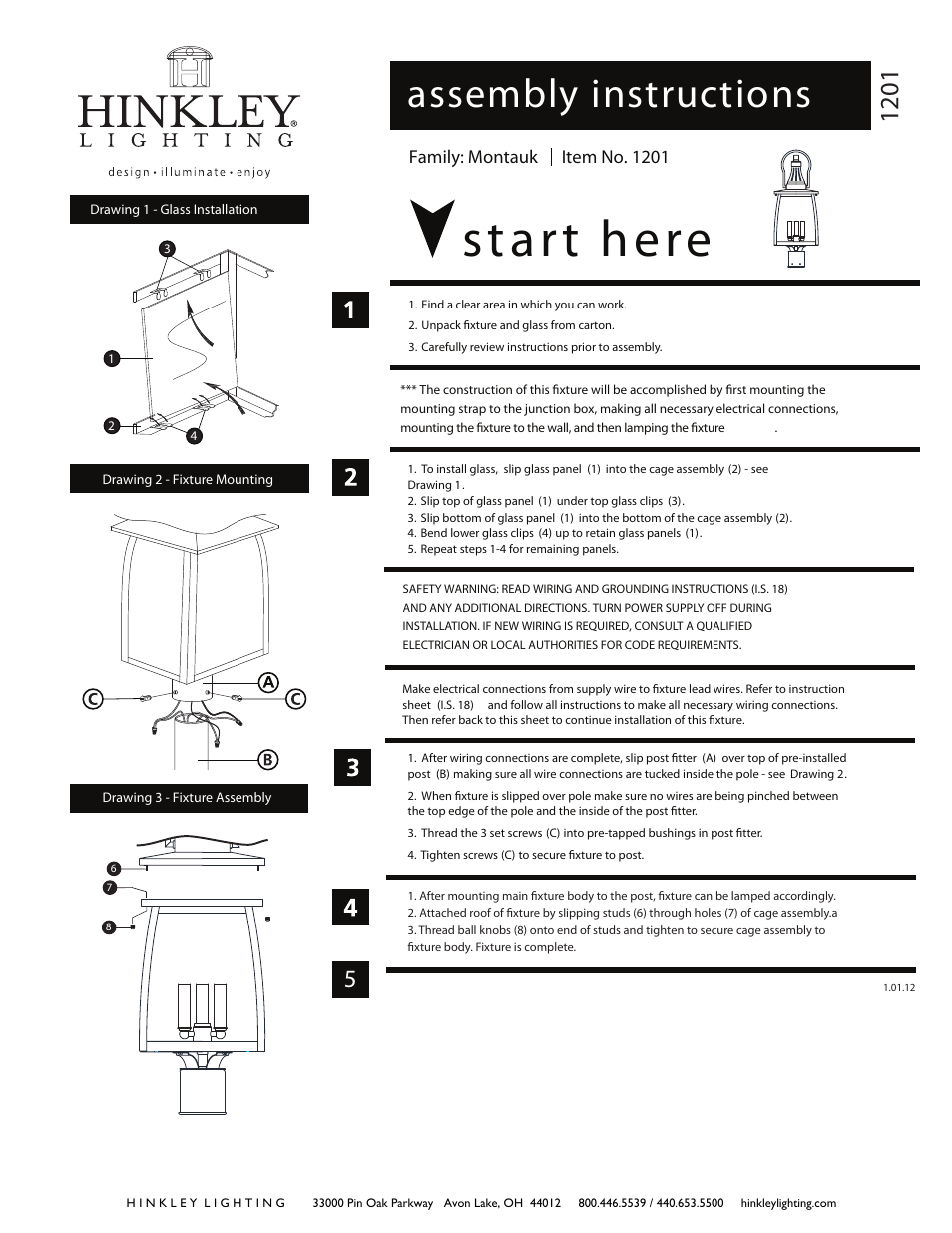 Hinkley Lighting MONTAUK 1201 User Manual | 2 pages