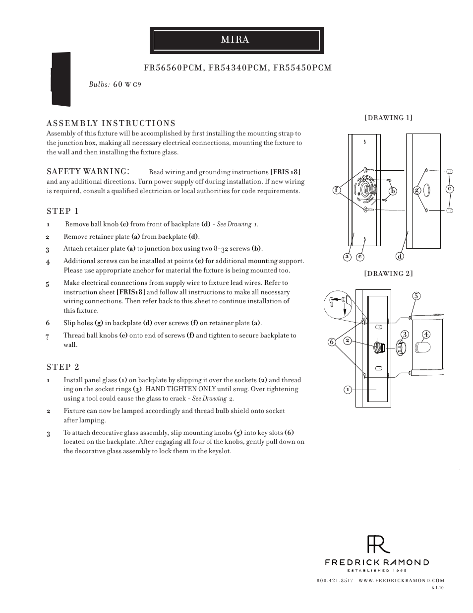 Hinkley Lighting MIRA MESH FR56560PCM User Manual | 1 page