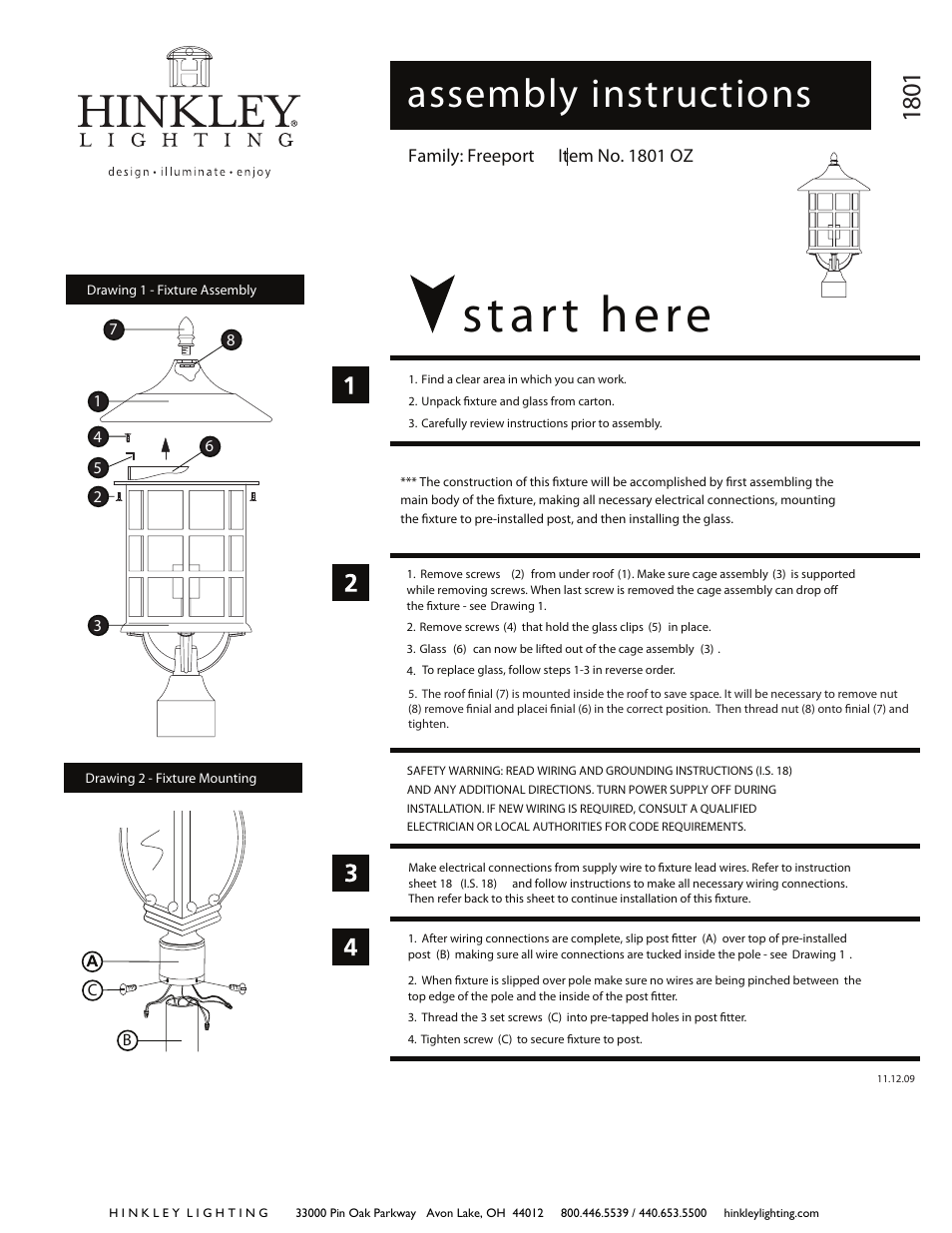 Hinkley Lighting FREEPORT 1801 User Manual | 2 pages