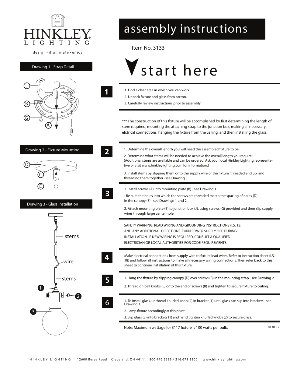 Hinkley Lighting CONGRESS 3133 User Manual | 1 page