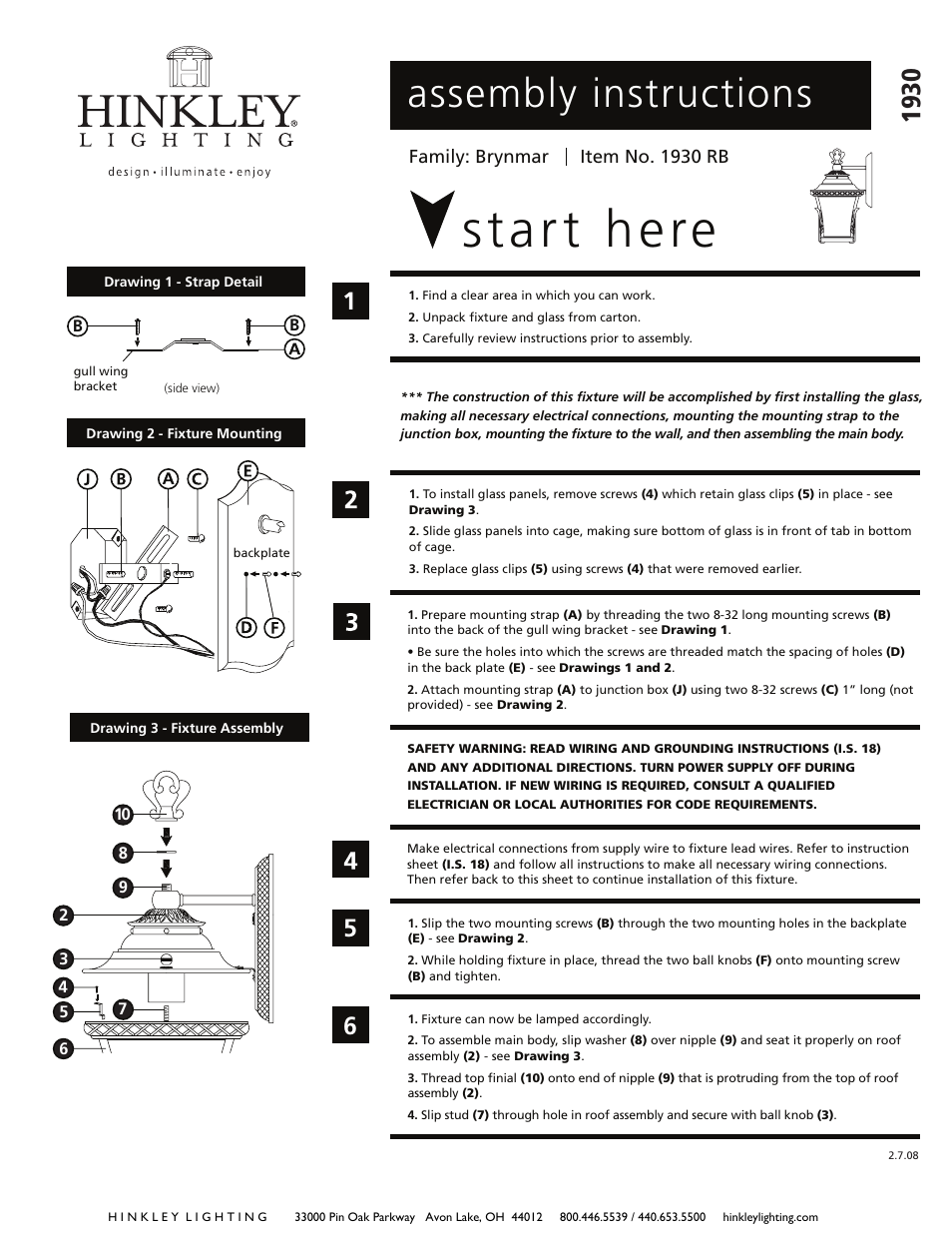 Hinkley Lighting BRYNMAR 1930 User Manual | 3 pages