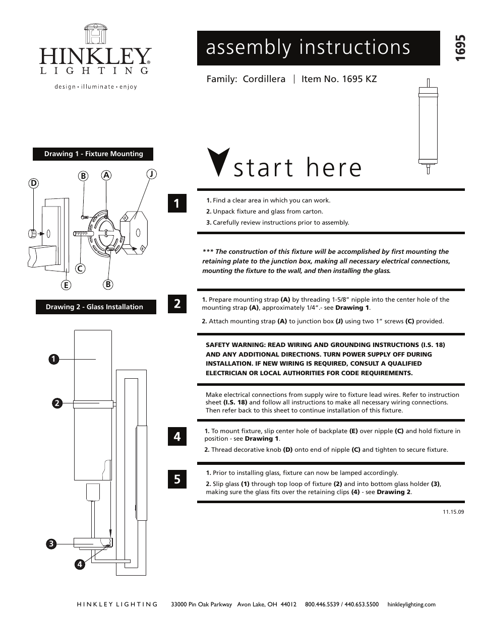 Hinkley Lighting CORDILLERA 1695KZ User Manual | 3 pages