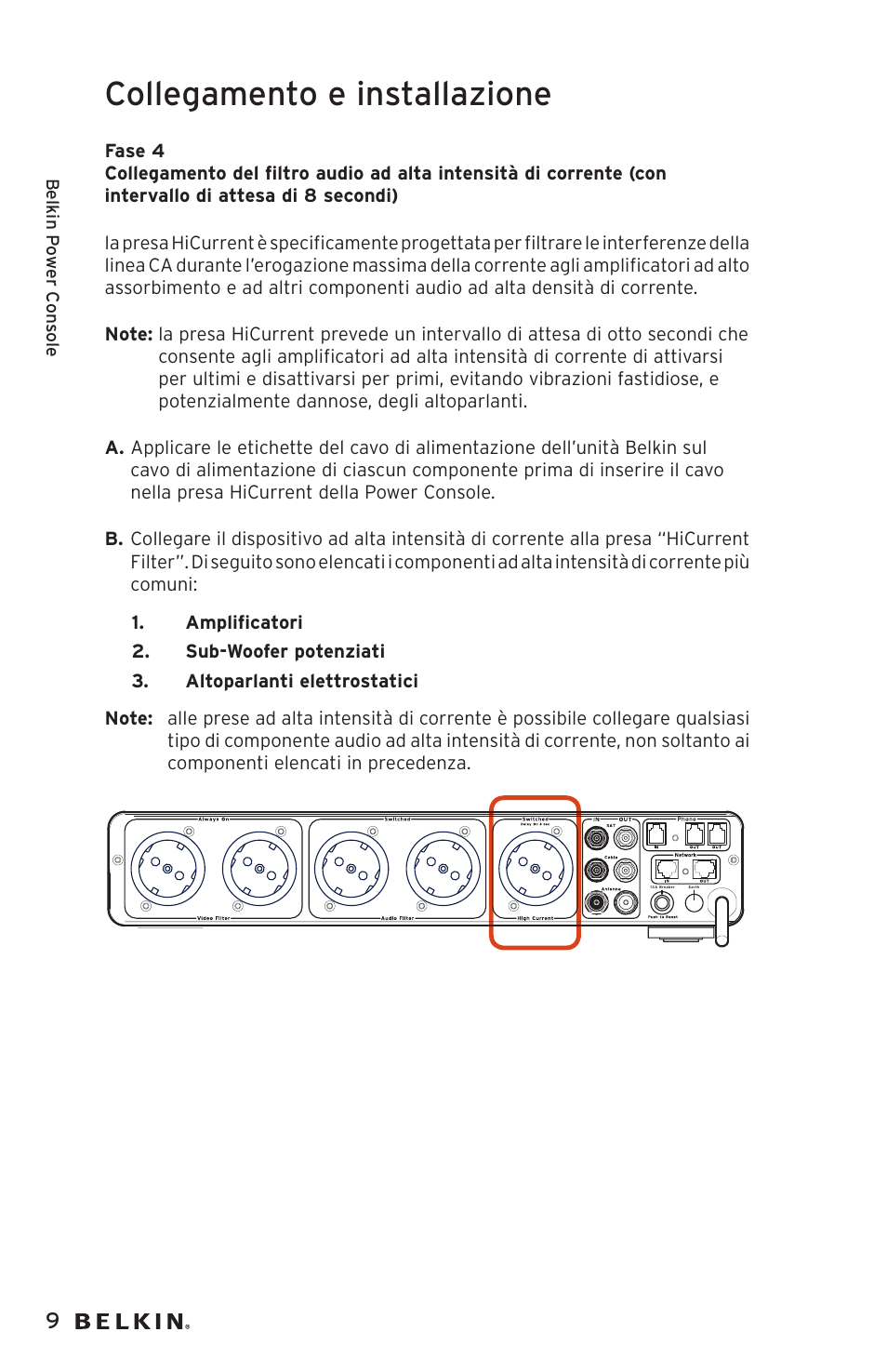 Collegamento e installazione | Belkin AP20500EA3M User Manual | Page 110 / 120