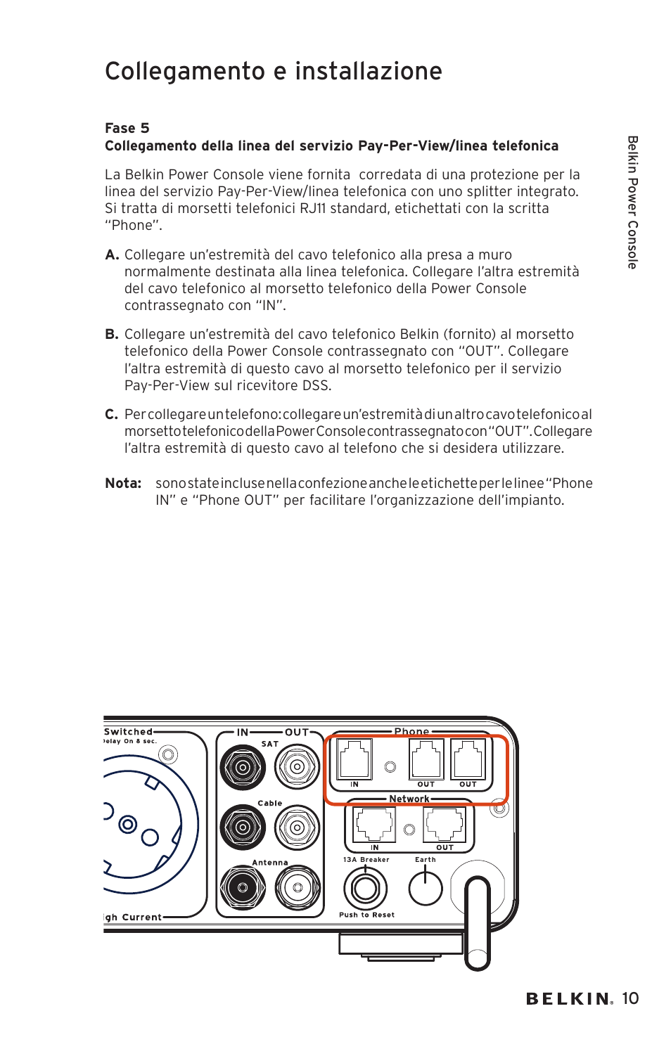 Collegamento e installazione | Belkin AP20500EA3M User Manual | Page 111 / 120
