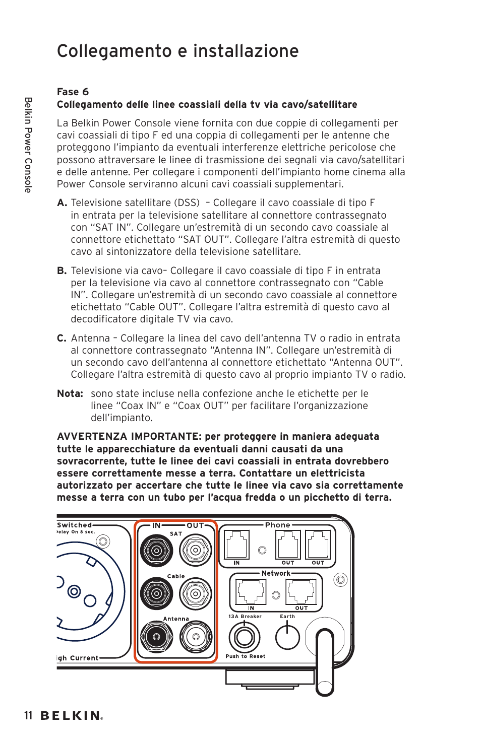 Collegamento e installazione | Belkin AP20500EA3M User Manual | Page 112 / 120