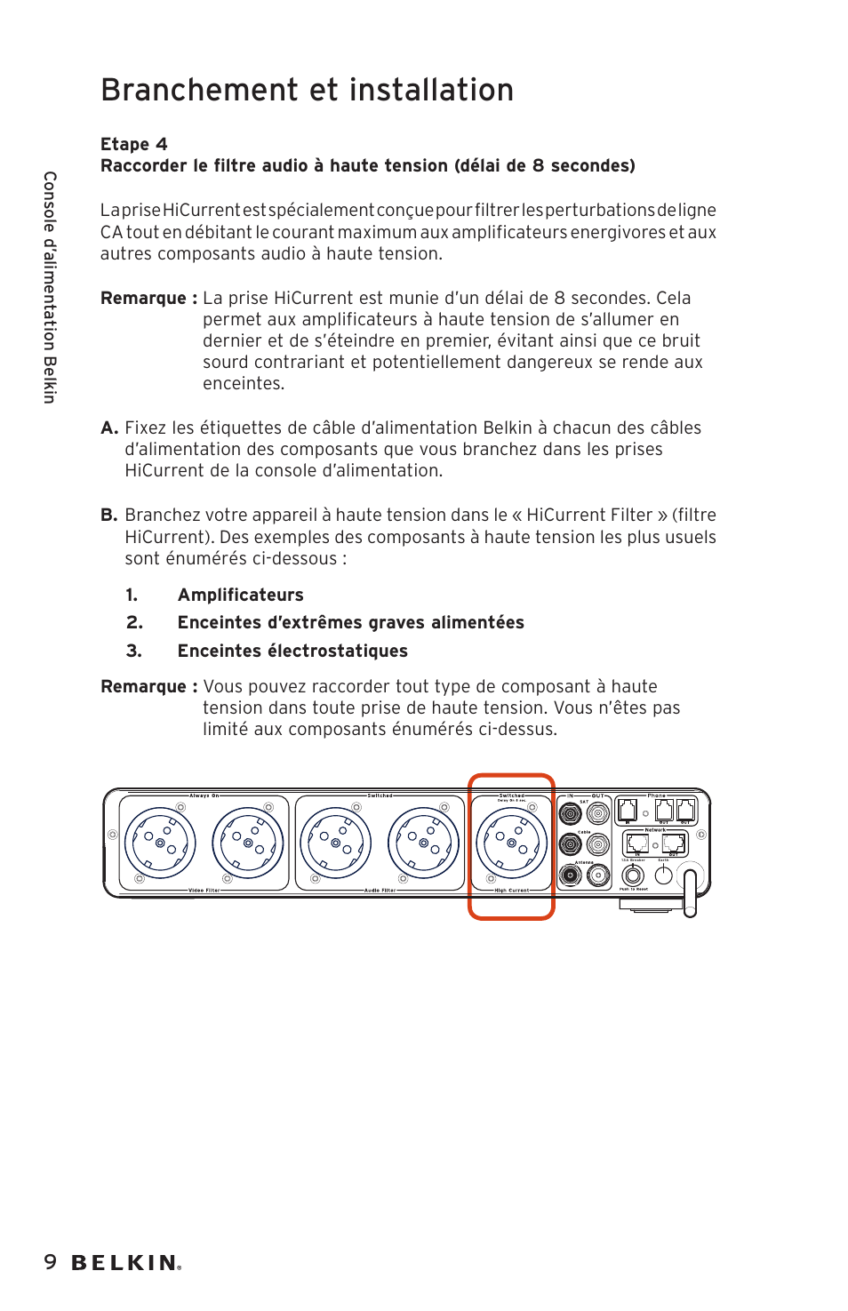 Branchement et installation | Belkin AP20500EA3M User Manual | Page 30 / 120