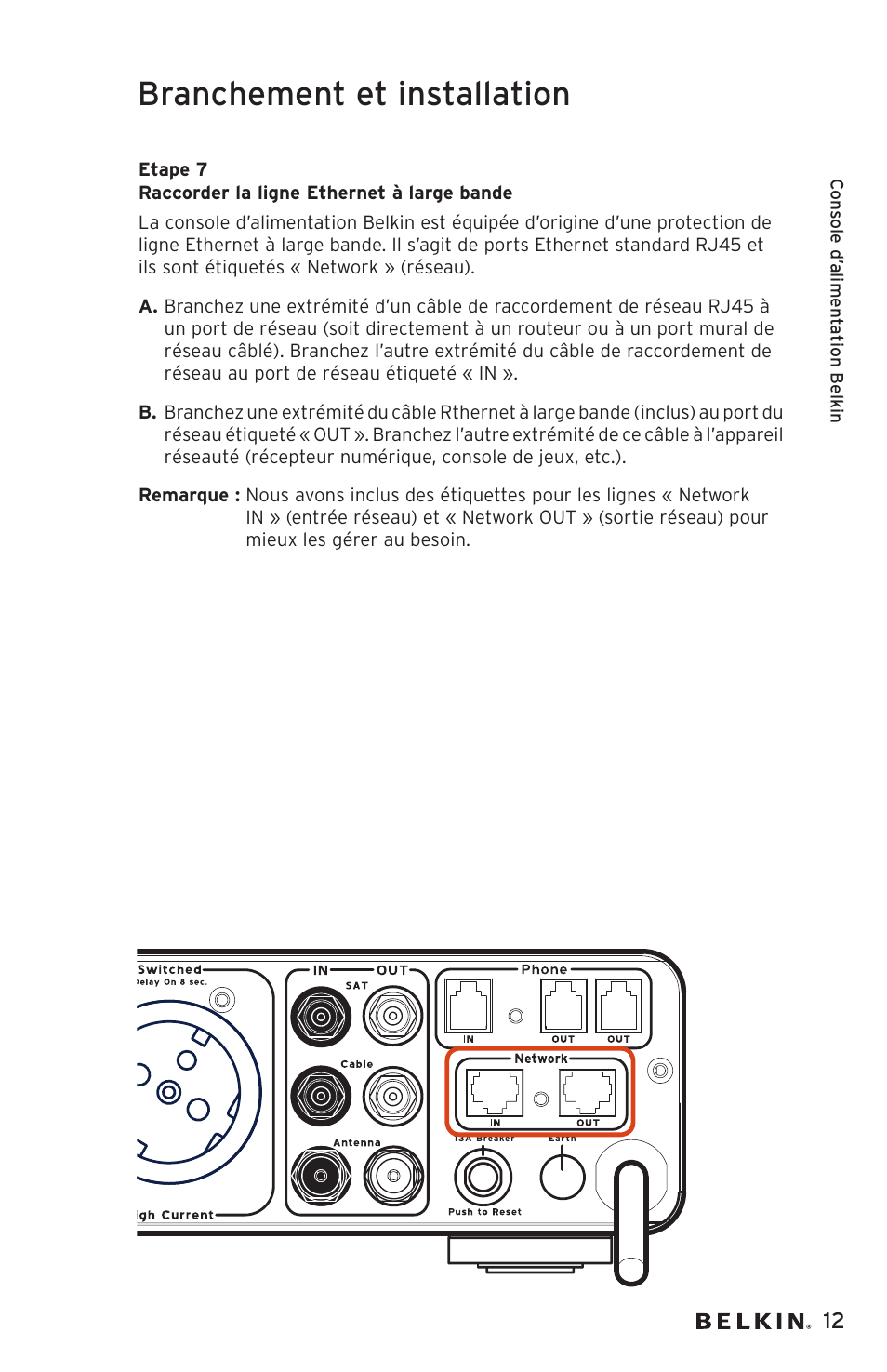 Branchement et installation | Belkin AP20500EA3M User Manual | Page 33 / 120