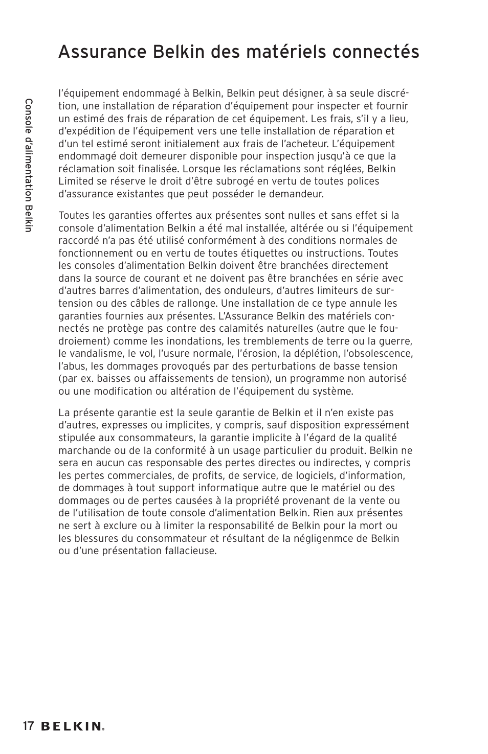 Assurance belkin des matériels connectés | Belkin AP20500EA3M User Manual | Page 38 / 120