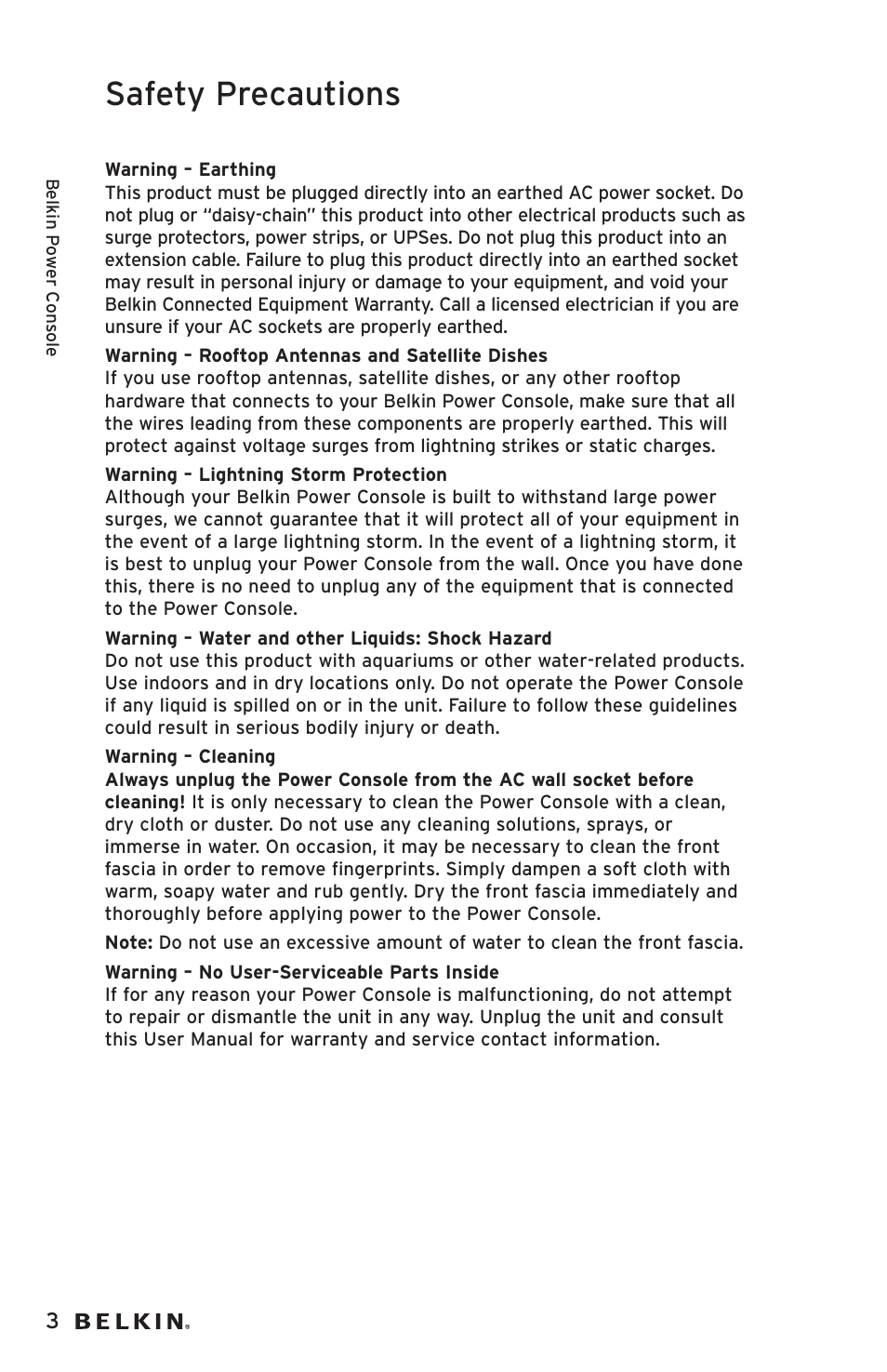 Safety precautions | Belkin AP20500EA3M User Manual | Page 4 / 120