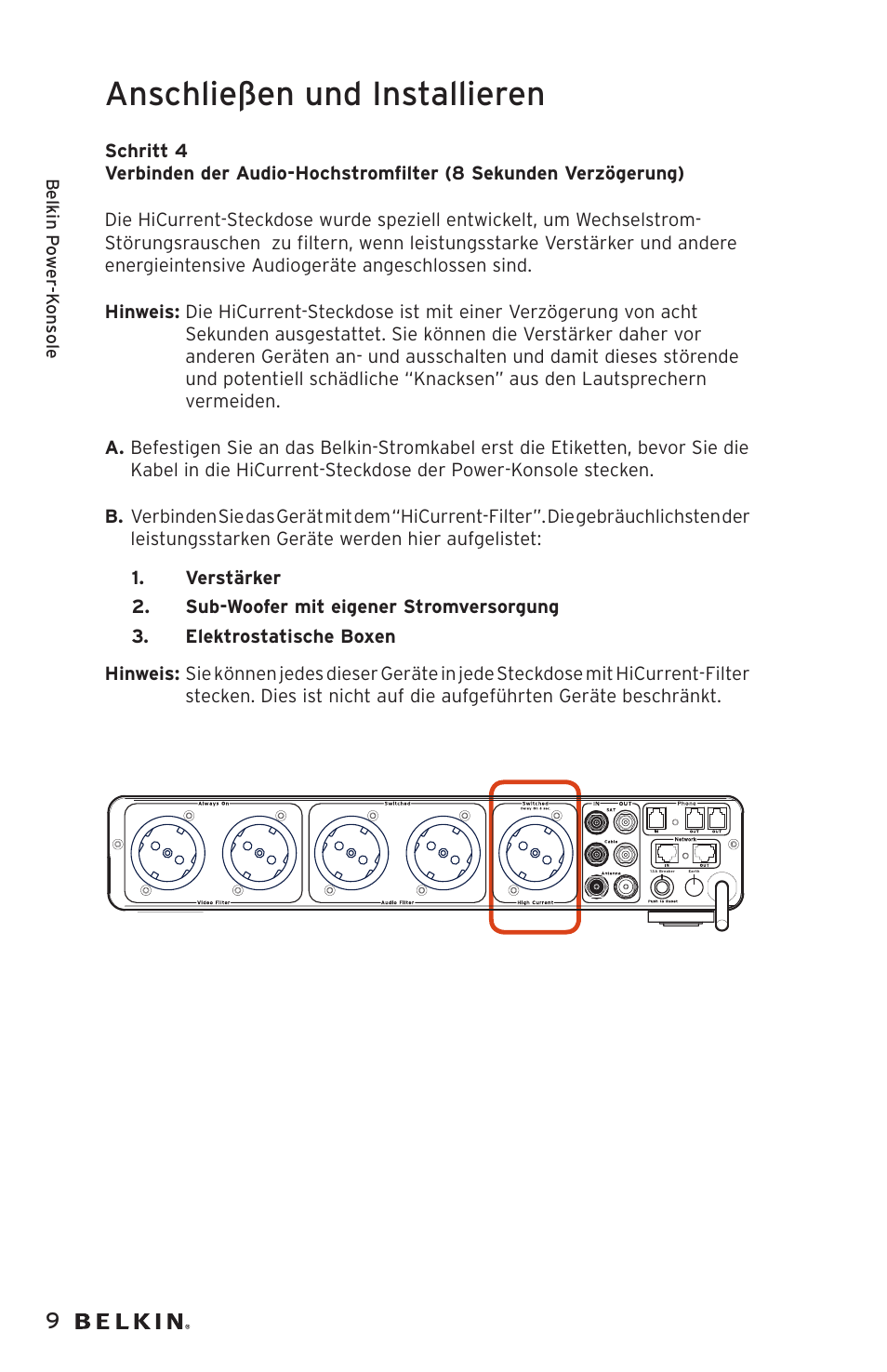 Anschließen und installieren | Belkin AP20500EA3M User Manual | Page 50 / 120