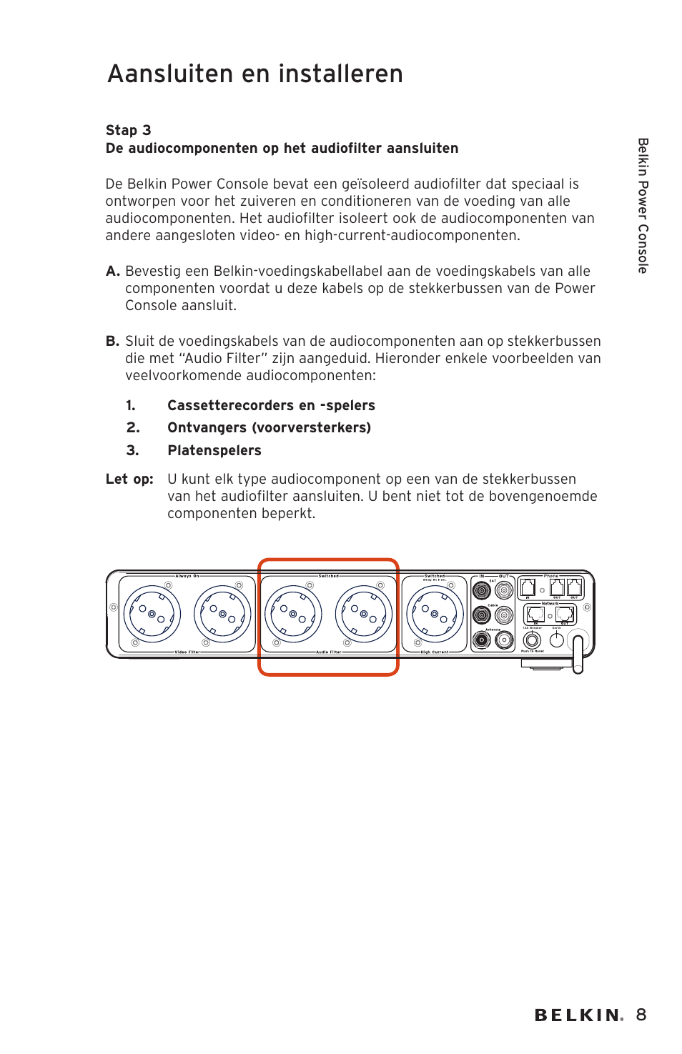 Aansluiten en installeren | Belkin AP20500EA3M User Manual | Page 69 / 120