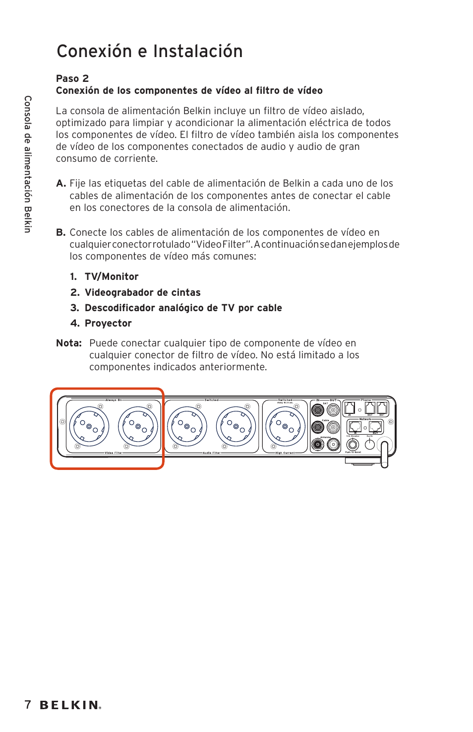 Conexión e instalación | Belkin AP20500EA3M User Manual | Page 88 / 120