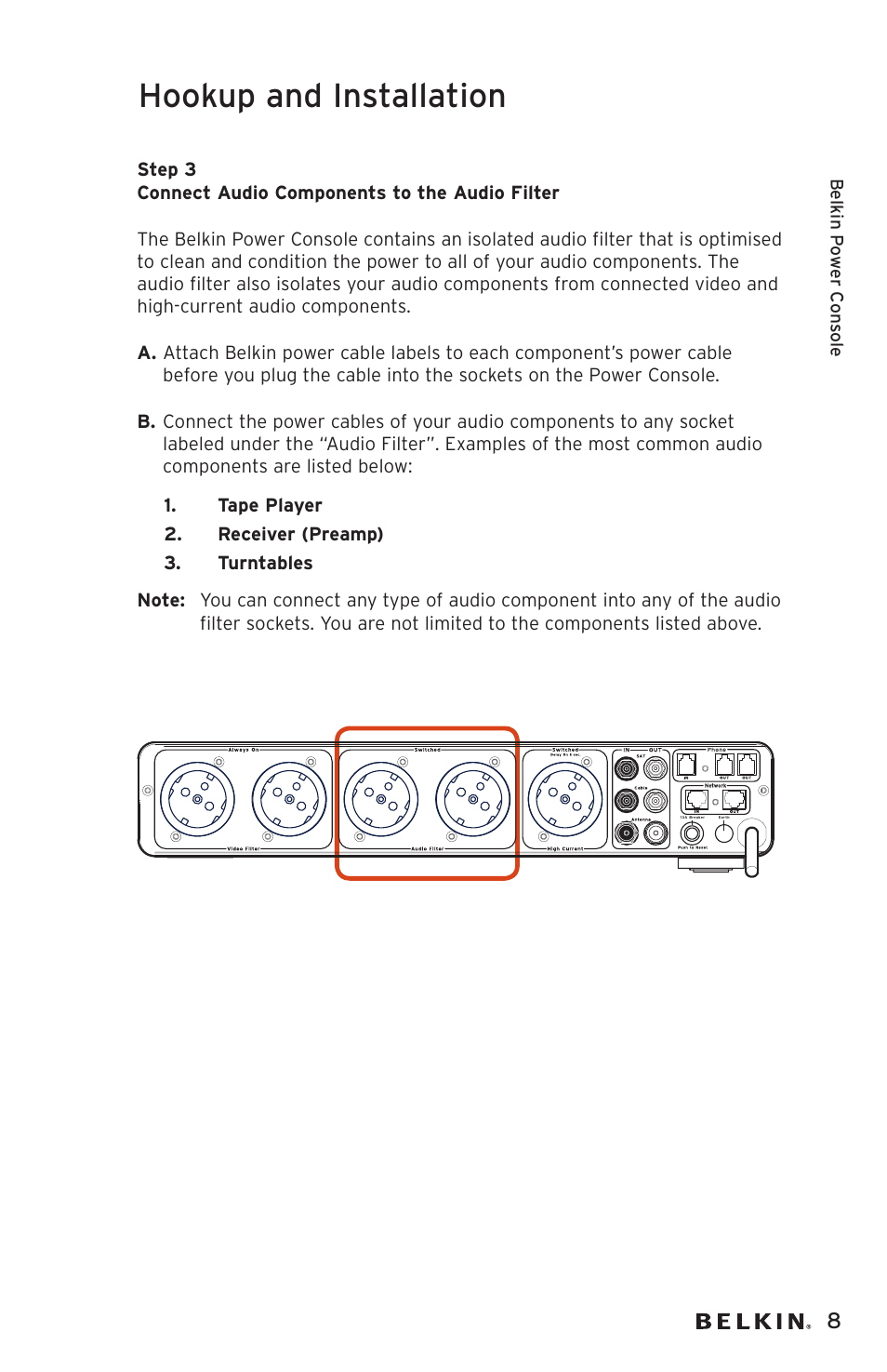 Hookup and installation | Belkin AP20500EA3M User Manual | Page 9 / 120