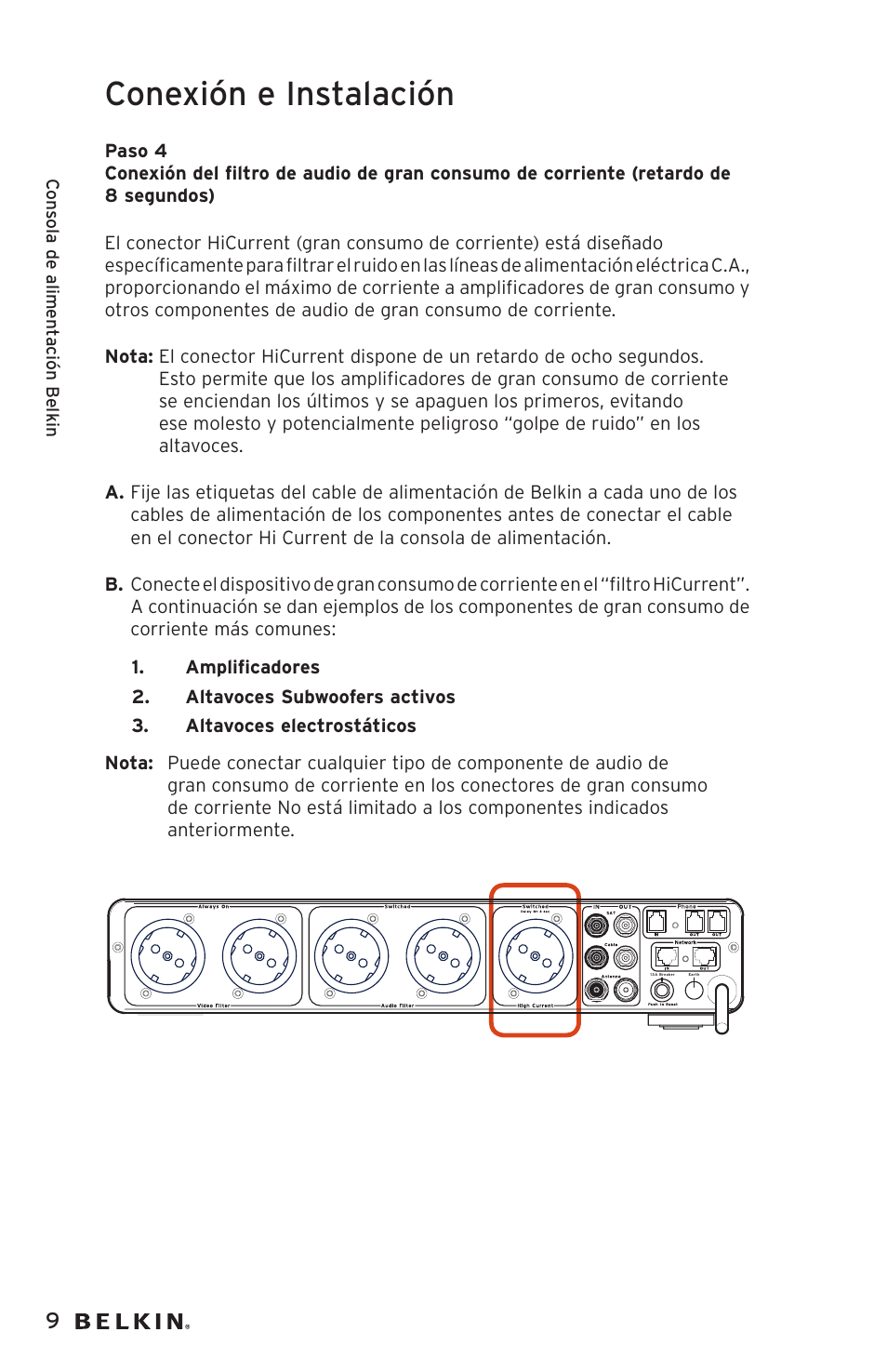 Conexión e instalación | Belkin AP20500EA3M User Manual | Page 90 / 120