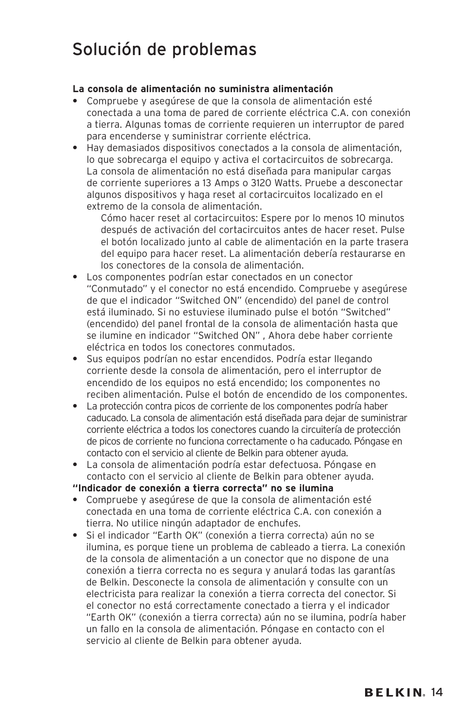 Solución de problemas | Belkin AP20500EA3M User Manual | Page 95 / 120