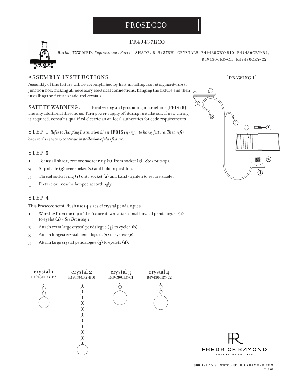 Hinkley Lighting PROSECCO FR49437RCO User Manual | 1 page