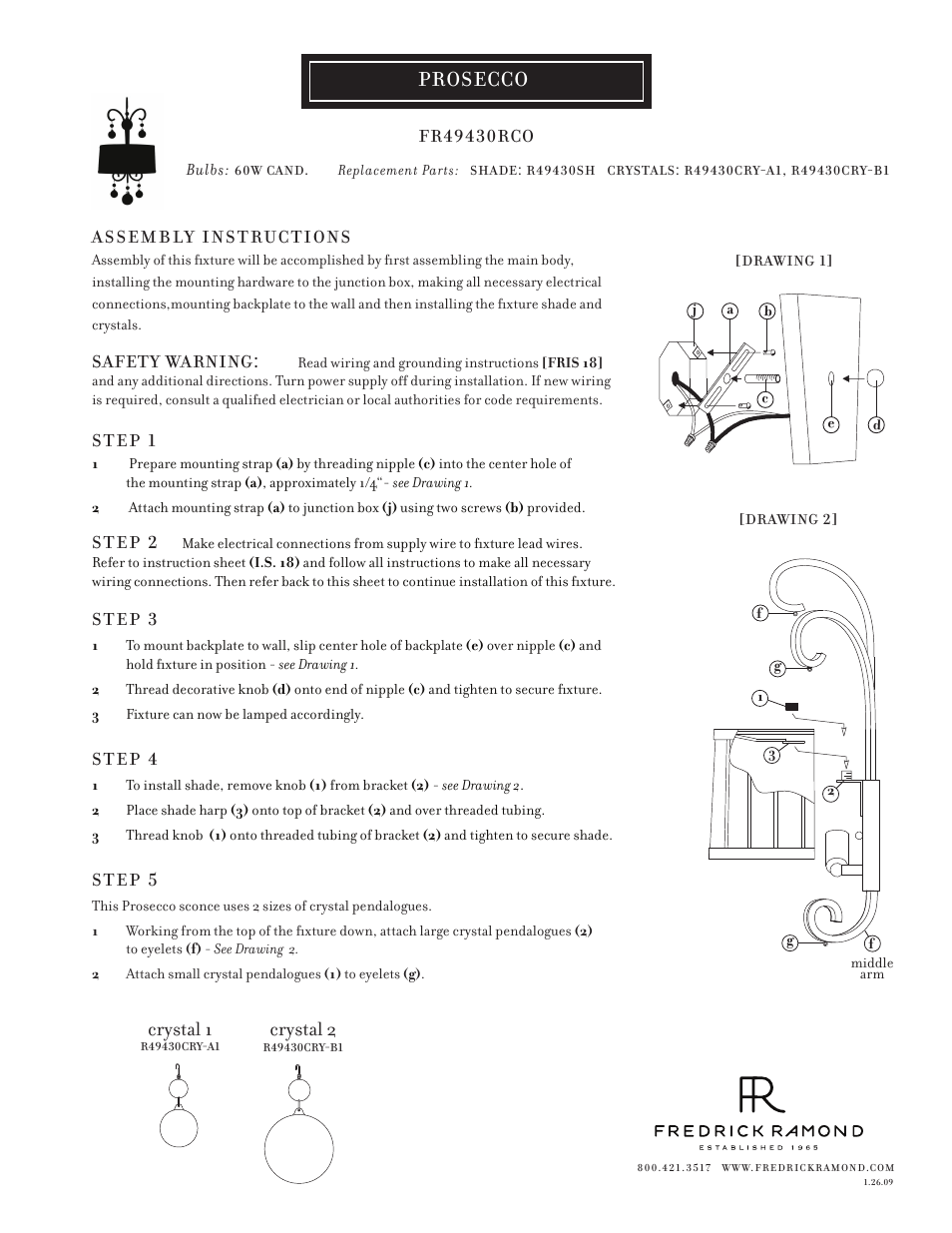 Hinkley Lighting PROSECCO FR49430RCO User Manual | 1 page