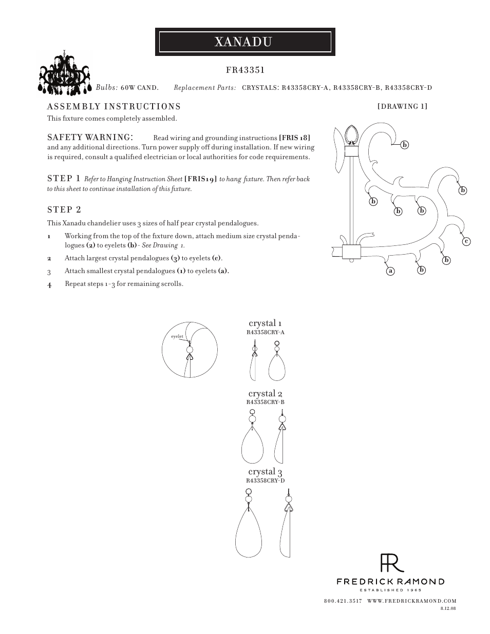 Hinkley Lighting XANADU FR43351PSS User Manual | 1 page