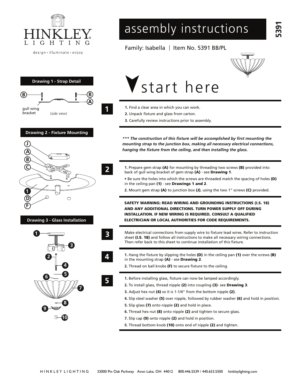 Hinkley Lighting ISABELLA 5391 User Manual | 2 pages