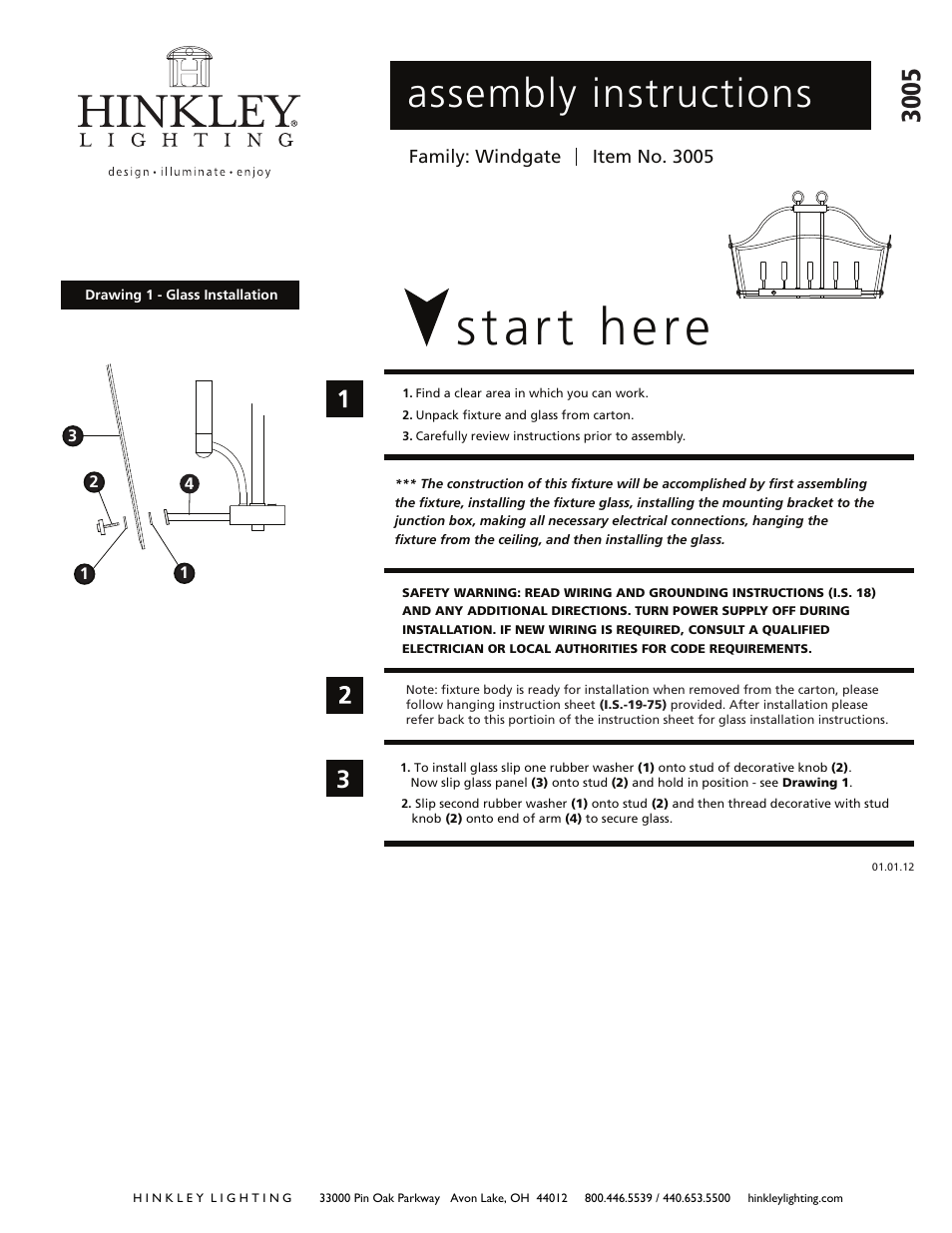 Hinkley Lighting WINGATE 3005OZ User Manual | 3 pages