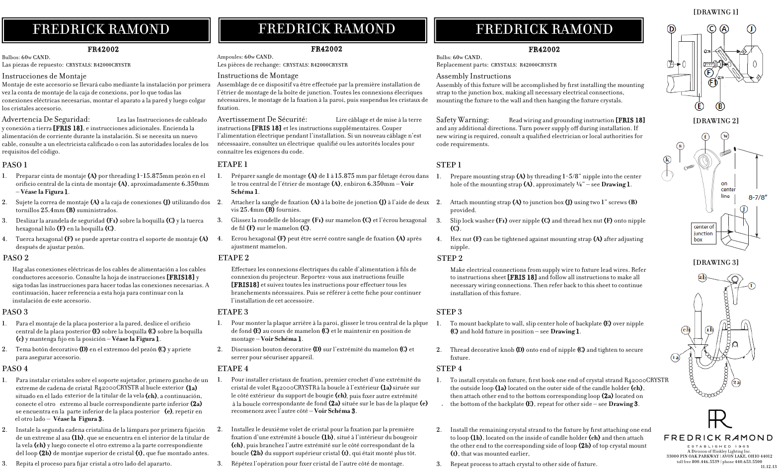 Hinkley Lighting CORTINA FR42002PNI User Manual | 3 pages