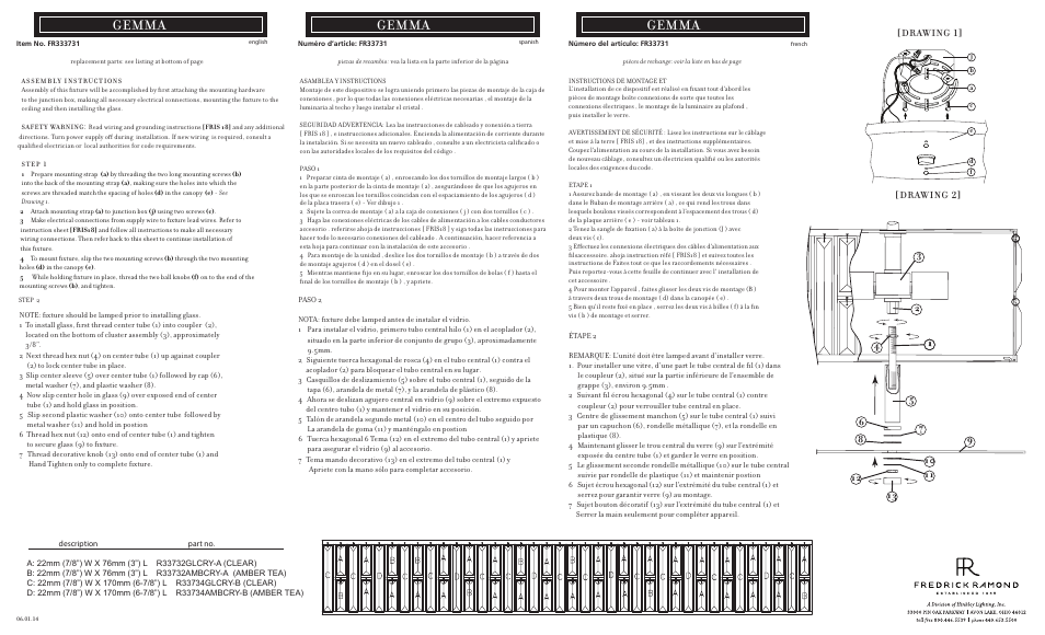 Hinkley Lighting GEMMA FR33731VBZ User Manual | 2 pages
