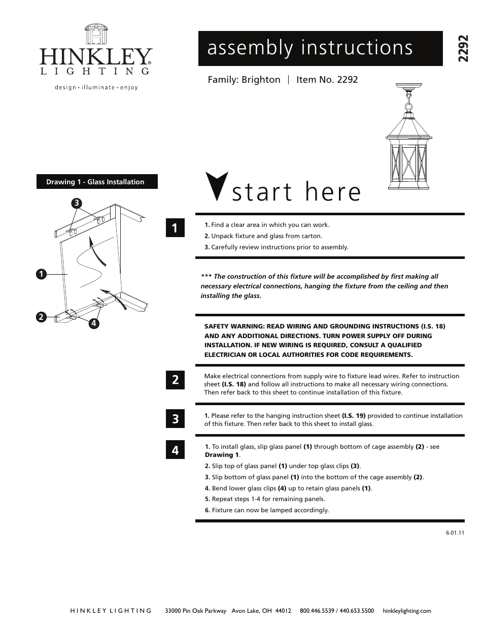 Hinkley Lighting BRIGHTON 2292 User Manual | 2 pages