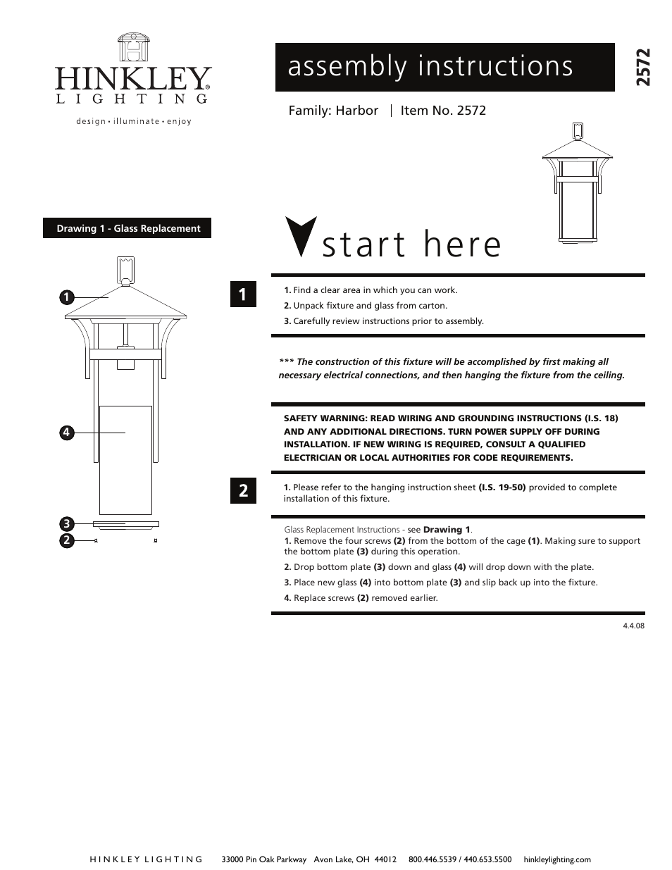 Hinkley Lighting HARBOR 2572 User Manual | 2 pages