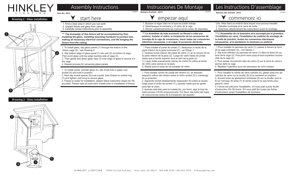 Hinkley Lighting STANTON 2472 User Manual | 3 pages