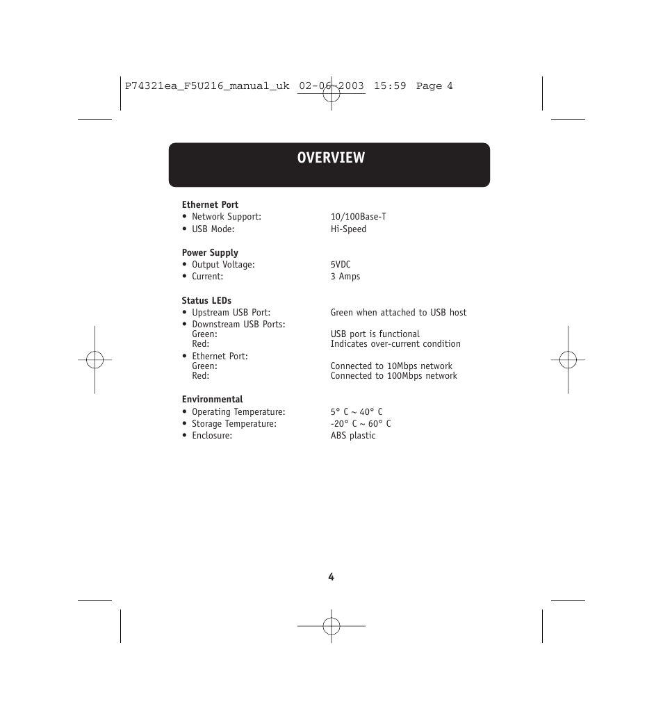 Overview | Belkin DockStation F5U216 User Manual | Page 8 / 22