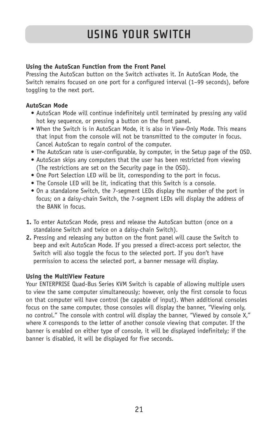 Using your switch | Belkin F1DE108C User Manual | Page 23 / 49