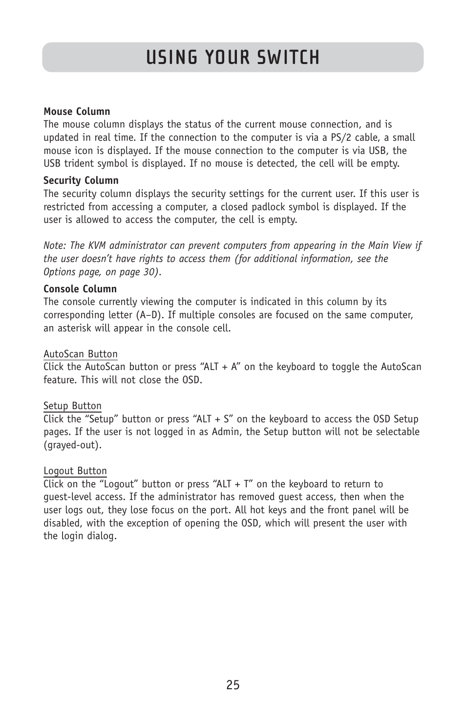 Using your switch | Belkin F1DE108C User Manual | Page 27 / 49