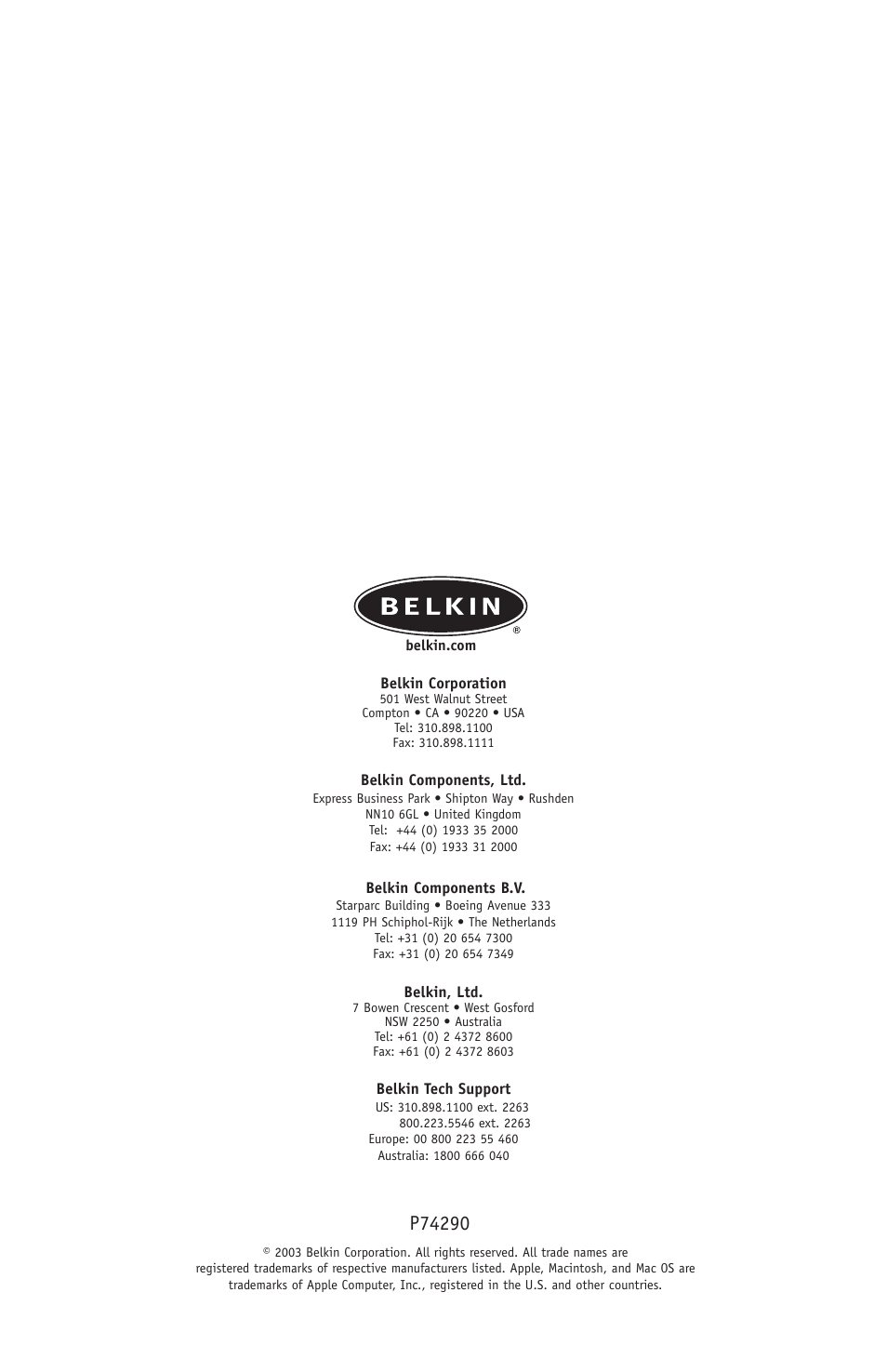 Belkin F1DE108C User Manual | Page 49 / 49