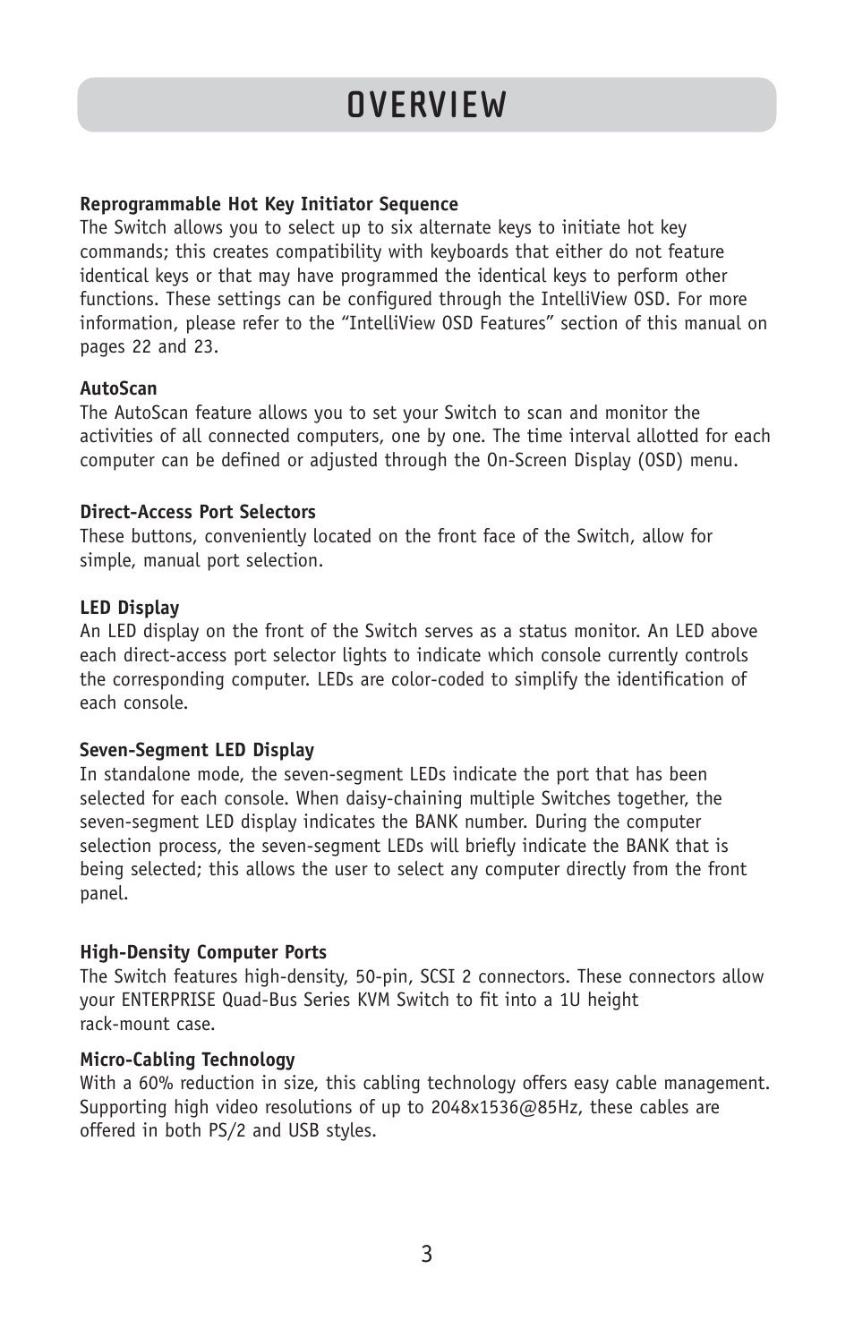 Overview | Belkin F1DE108C User Manual | Page 5 / 49