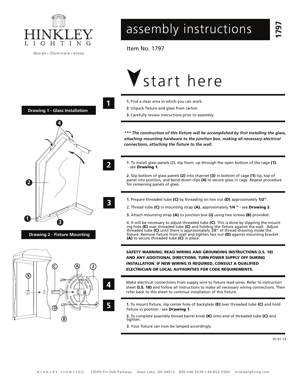 Hinkley Lighting HOLBROOK 1797 User Manual | 3 pages
